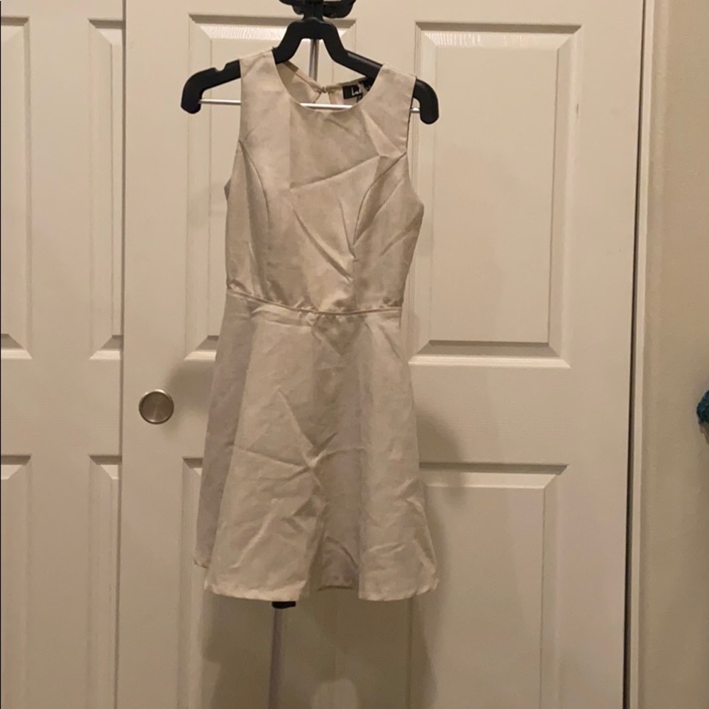 Lulus - Nude backless skater dress
